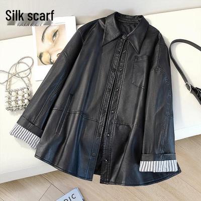 Sibaisha Women's Vintage Loose Fit Motorcycle Jacket