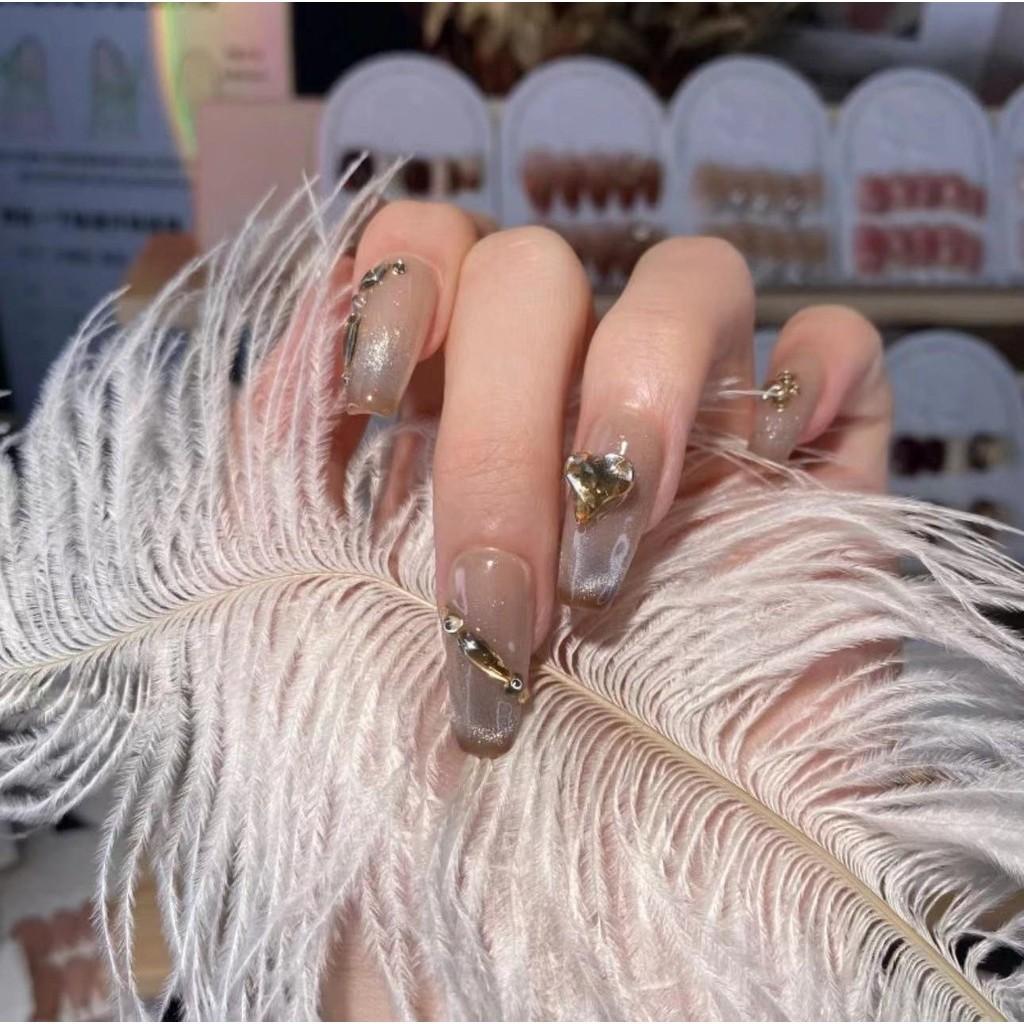 Eye Cat Clear Handmade Nail Art Gradual Brown Rhinestone Nail Removable Sticker