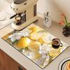 1Pcs Rubber Drying Mat With Lemon Floral For Coffee Shop Restaurant Kitchen Carpet Tableware Durable Diatom Mud Table Mat Pet Mat Coffeeware