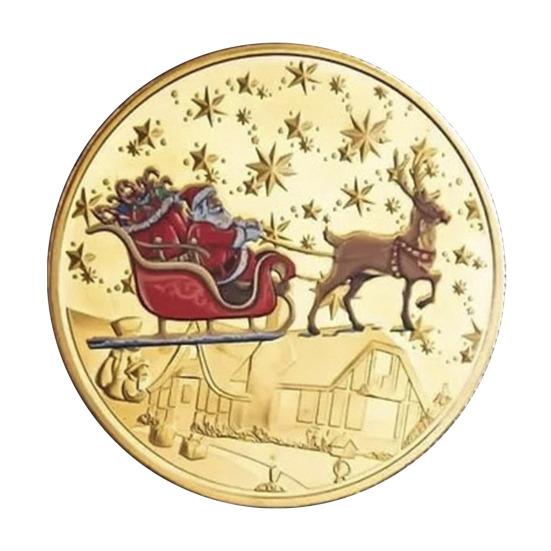 

Металлическая рождественская монета, двухсторонняя монета с Рождеством, коллекционная монета с оленями Санта-Клауса