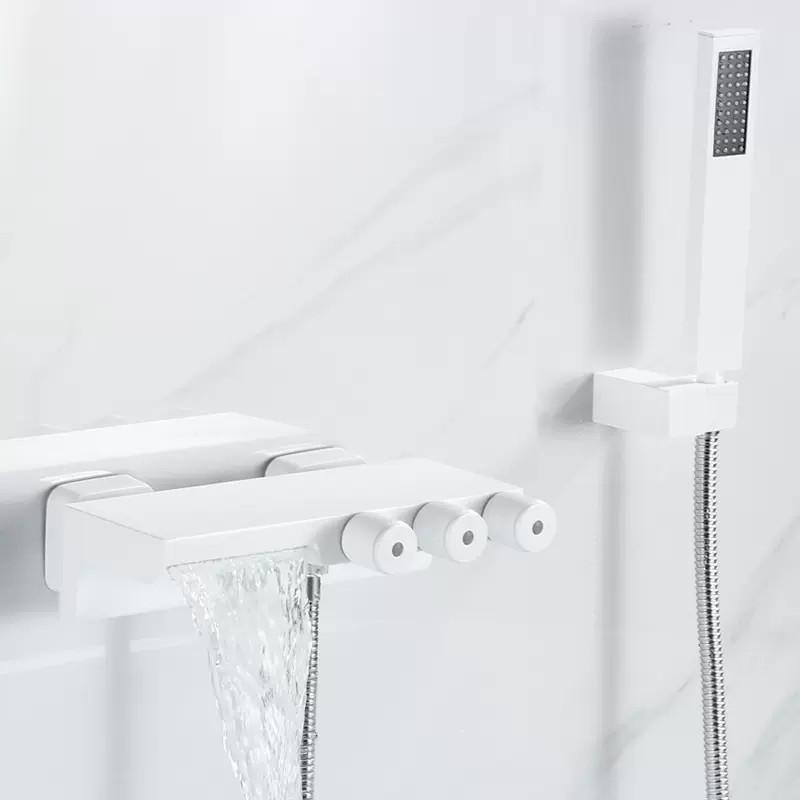 Tuqiu Gold Bathtub Shower Set Wall Mounted Brushed Gold Bath Faucet Bathroom Waterfall Bath & Shower Mixer Tap Brass New