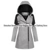 Women Hooded Mid Length Warm Windbreaker Coat with Oblique Zipper Woolen