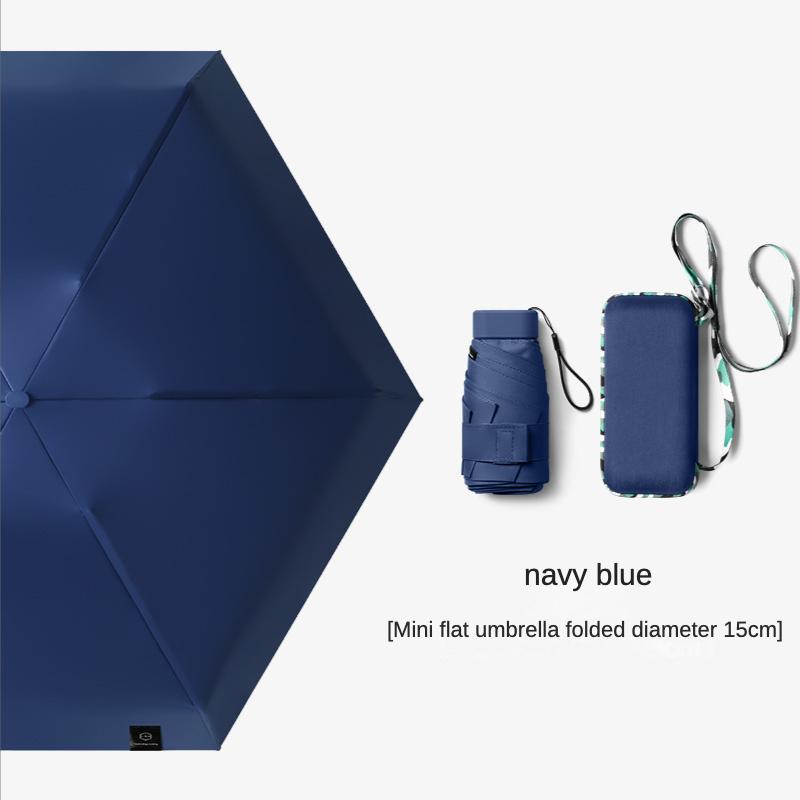 

Мини-компактный карманный зонт для женщин, легкий 6 складной солнцезащитный зонт от солнца и дождя, маленькая сумка-карточка, зонтики Paraguas Mujer Navy