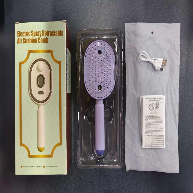 3 In 1 Electric Hair Care Spray Comb Air Cushion Massage Design for Taming Frizzy Hair Travel Personal Use фиолетовый
