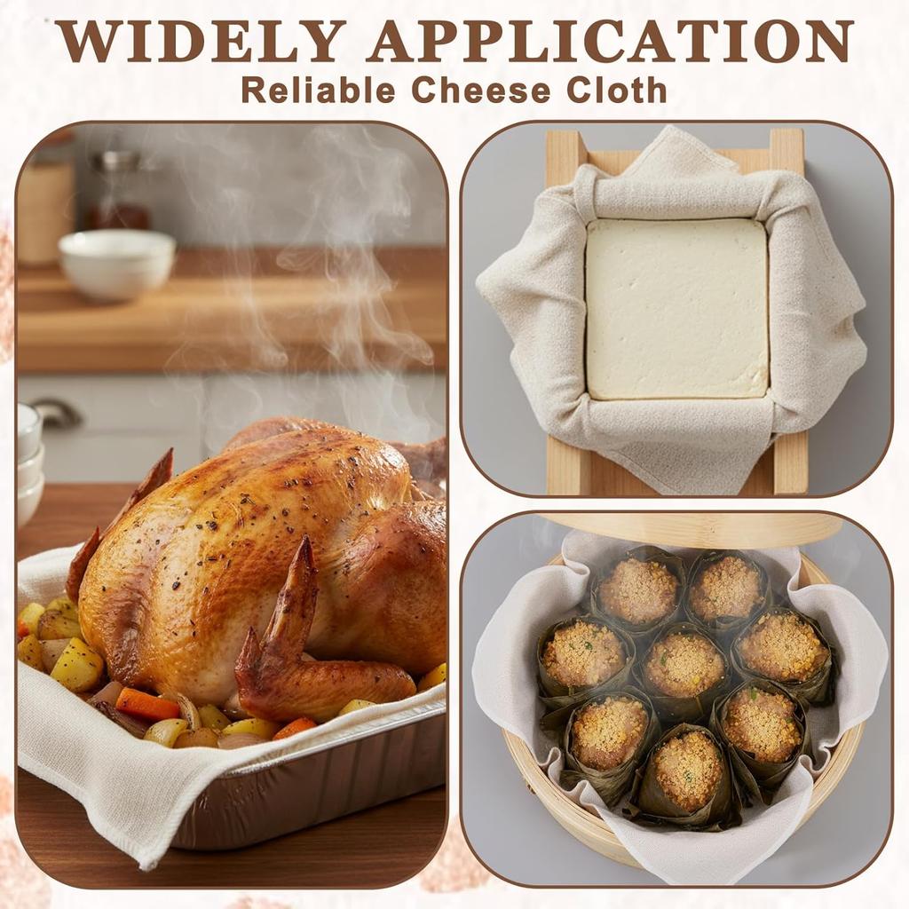 5PCS Cheese Cloths, 20x20 Inch Reble Cheesecloth for Straining, Unbleached Cotton Fine Mesh Muslin Cloth, Precut Muslin Cheesecloth for Cooking,