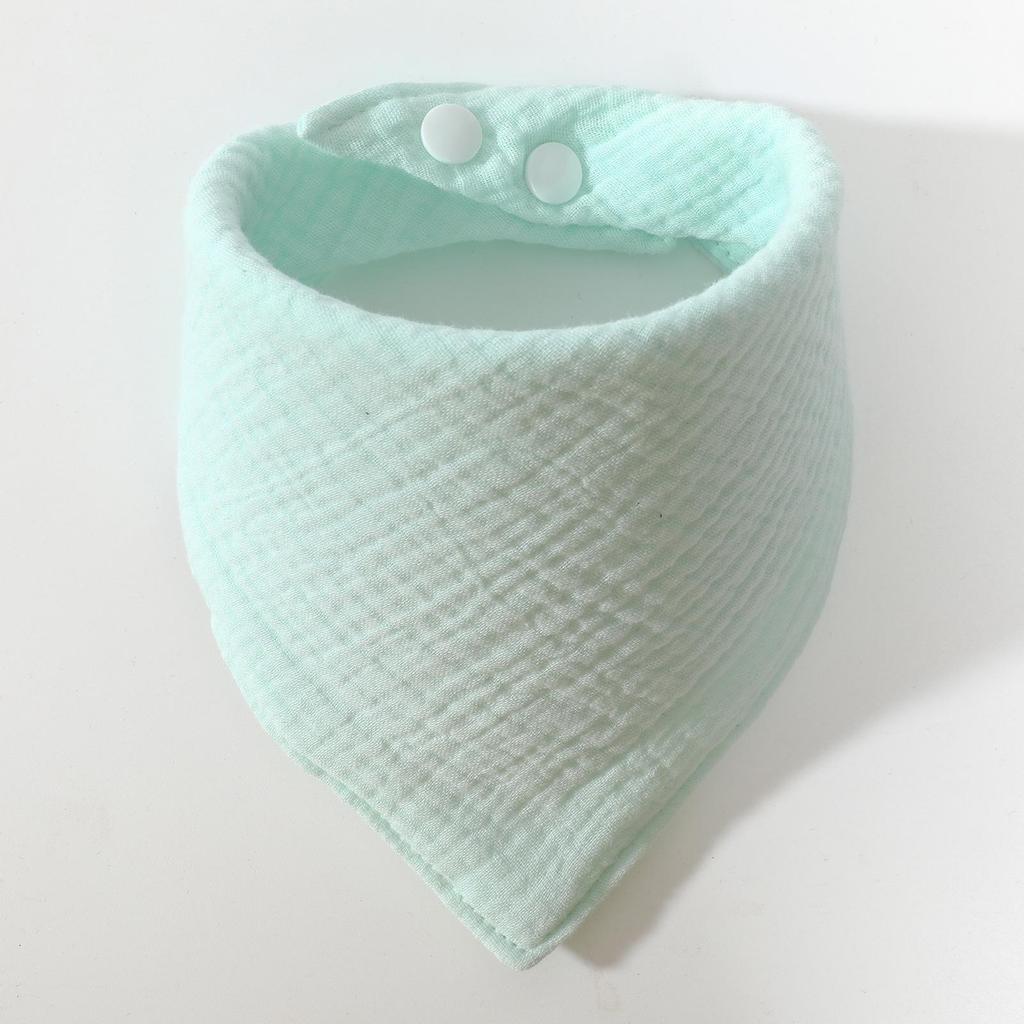 Solid Color Four-Layer Gauze Baby Bib Triangle Scarf with Snap Closure