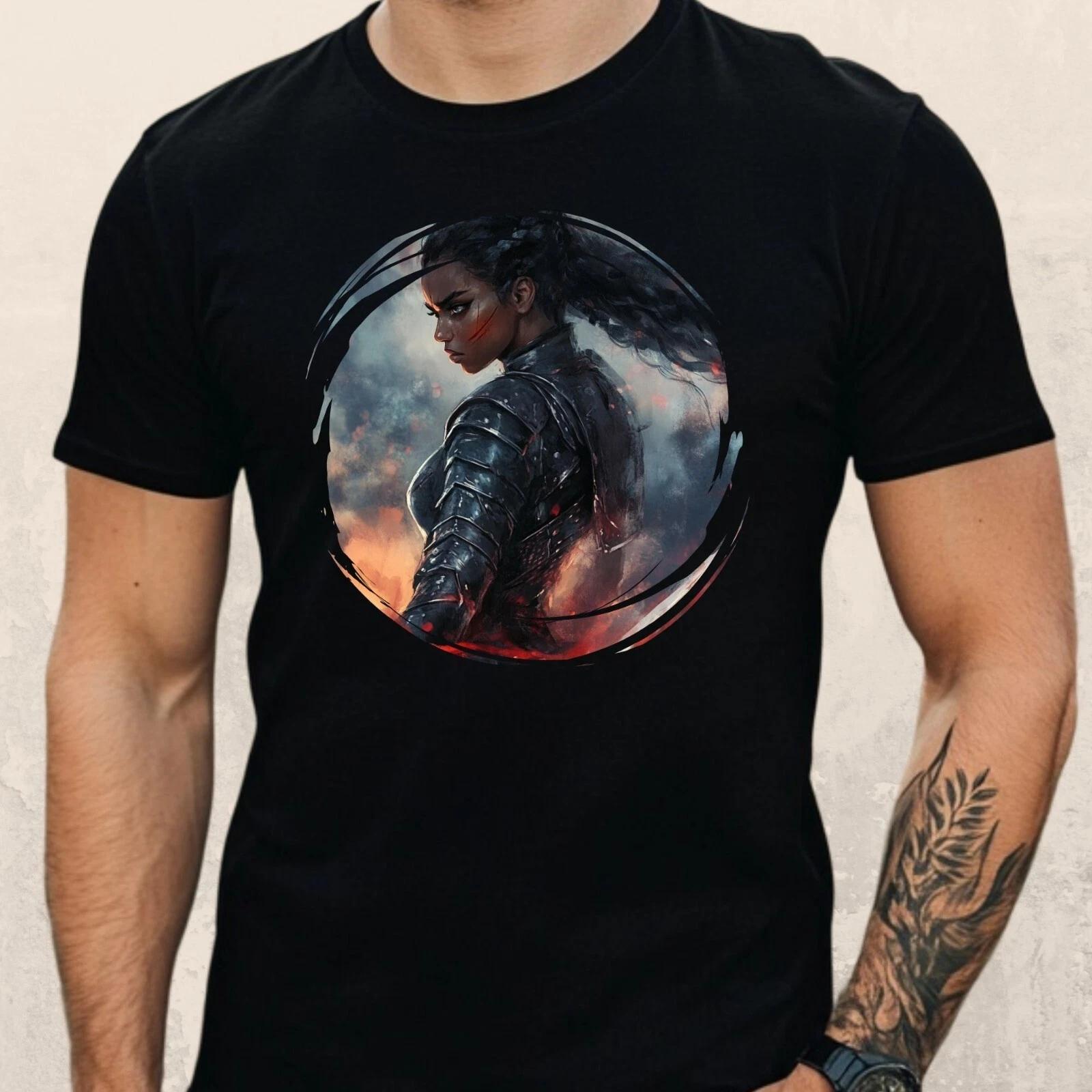 T-Shirt Herren Kriegerin Motiv Baumwolle Größe S bis 5XL XXXL