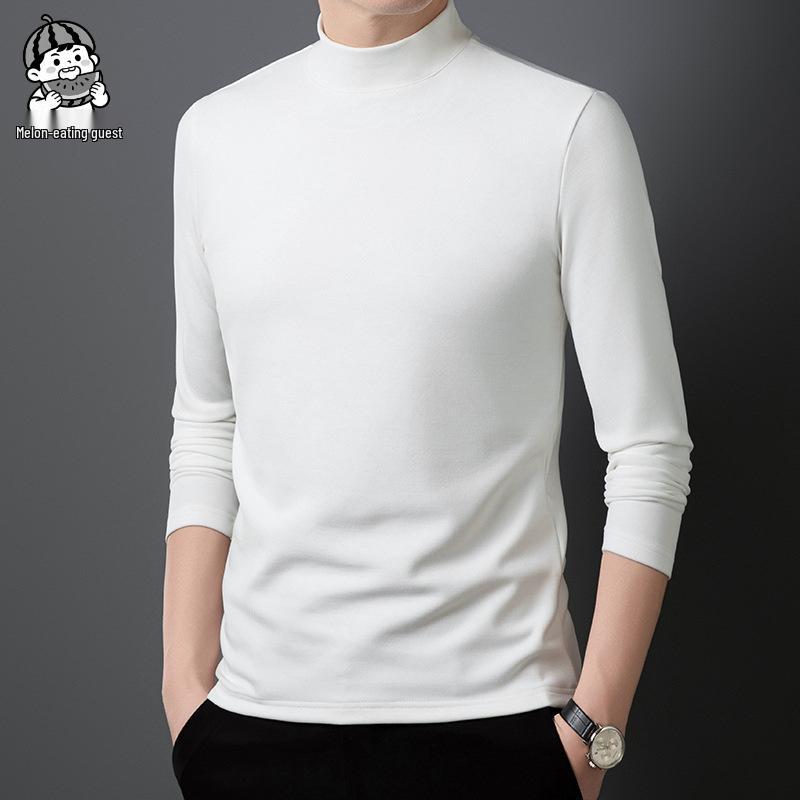 2025 Men's Base Layer Shirt: Silk Wool, German Velvet, Half-High Collar, Thickened Sweatshirt