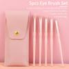 ENZO KEN Pink Resin Eyeshadow Makeup Brush Set with Travel Portable Eyeshadow Brush Set for Smoky Eye Nose Dark and Puff Hourglass Handle Bag,