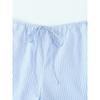 Kaslead Women's Clothing Stretch Lace-up Stripes Pants