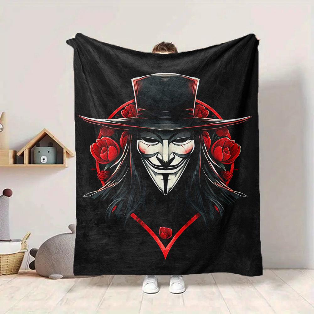 1pc V for Vendetta Flannel Throw Blanket - HD Printed Lightweight Soft Warm All-Season Blanket for Sofa, Bed, Travel, Camping 104