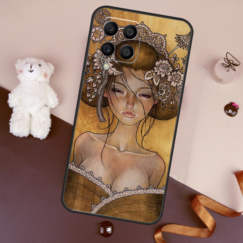Japanese Geisha Case For Samsung Galaxy M32 M52 M14 M54 M13 M33 M53 M56 M36 M16 M31 M11 M12 M35 M55 M15 M06