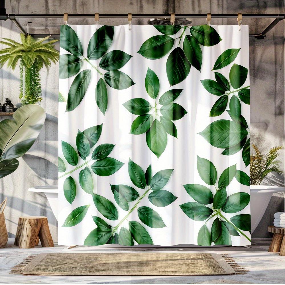 Modern Green Leaf Shower Curtain HD Print Oxford Cloth Waterproof with Grommets Bathroom Decor Home Hotel Durable Polyester