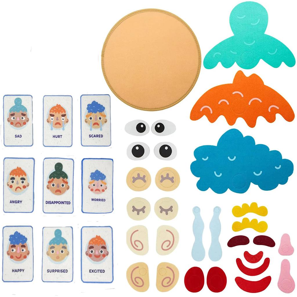 Montessori Puzzle Facial Expression Learning & Matching Game Toy Creative Puzzle Toy for Kids Hand Eye Coordination Gift