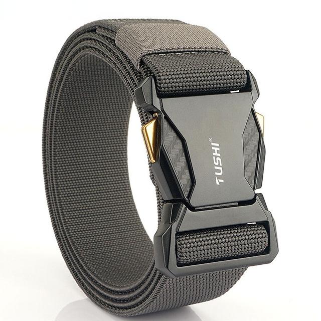 Metal Quick Release Belts Pluggable Buckle Elastic Canvas Belts for Men Durable Tactical Belt Cowboy Outdoor Stretch Army Strap
