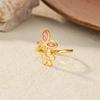 Exquisite Cute Zircon Butterfly Flower Ring For Women Gold Color Adjustable Ring Wedding Electroplated Jewelry Accessories Gift