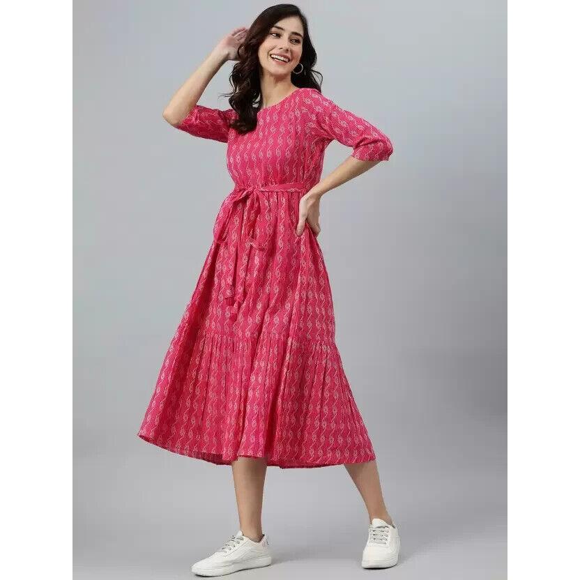 Kobiety Ubrania Imprezowe Dopasowana i Rozkloszowana Sukienka Kurta Top Tunika Mieszanka Bawełny Kurta Kurti VAF-521