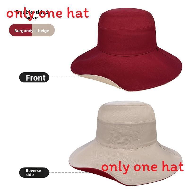 Reversible Wide Brim Sun Hat With Solid Color Design For Summer Use Casual