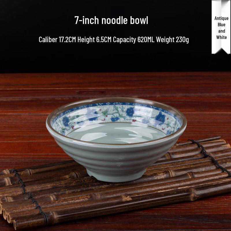 

Sweet & Elegant A3 Melamine Noodle & Soup Bowls - 7-inch Antique Floral Design (Pack of 10)