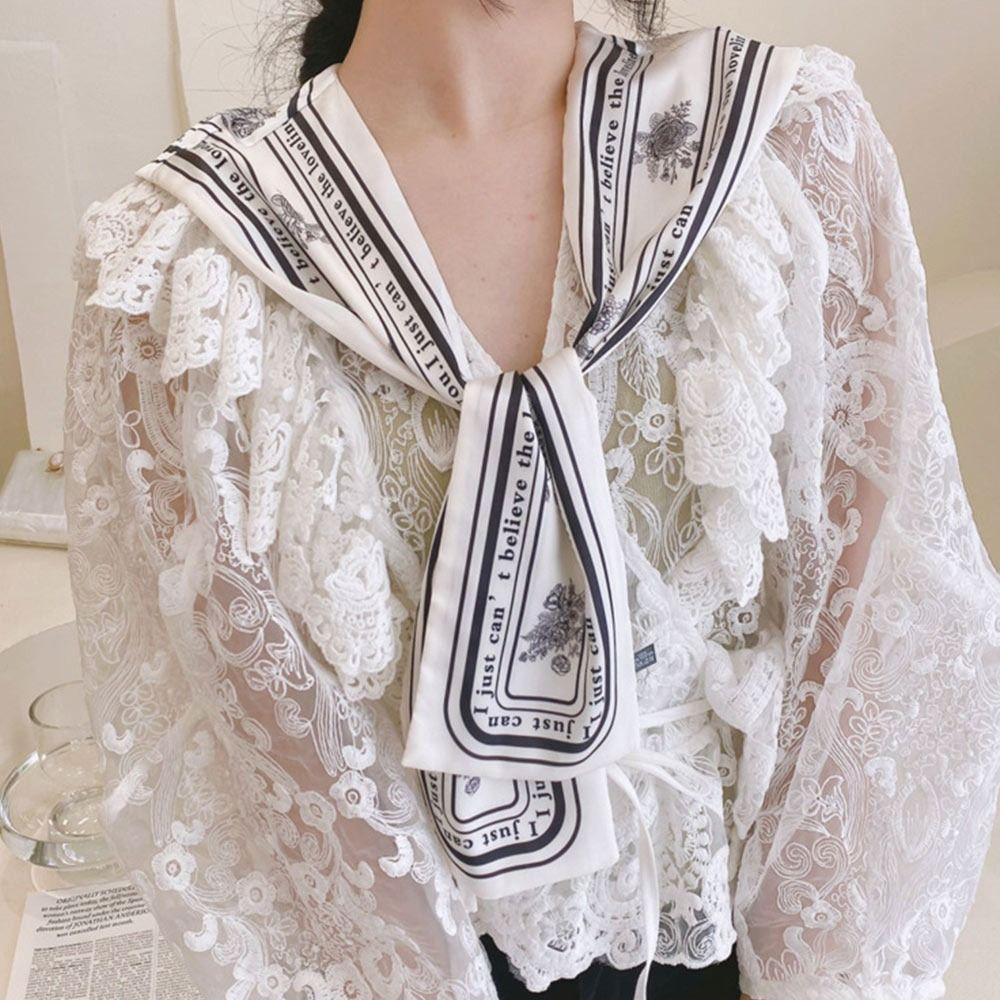 Cloak Oil Painting Shawl with Tie Multicolor Breathable Sle Silk Scarf Short Fake Collar Decorative Air Conditioned Room