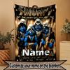 Custom Name Personalized Blue Smurfs Print Blanket, Home Decor, Bedroom, Sofa, Camping, Couch, Gifts for Birthday Christmas