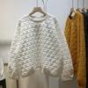 Lazy Style Individual Triangular Diamond Plaid Cotton Round Neck Long Sleeve Loose Sweatshirt Women Pullover Jacket