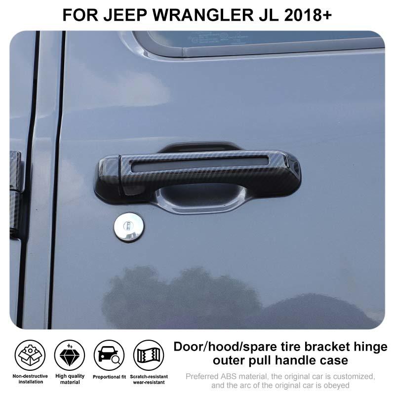 ABS Car Engine Hood Spare Tire Mount Hinge Handle Shell Sticker Decoration Cover For Jeep Wrangler JL 2018 Up 4-Door Version Exterior Accessories