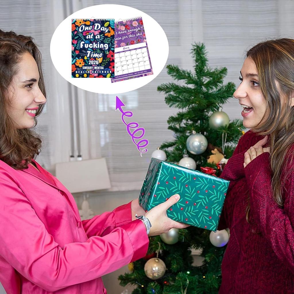 2026 Funny Mental Health Calendar, 12 Monthly Sweary Affirmations for Anxiety & Depression, Humorous Demotivational Quotes Planner, Motivational Cuss