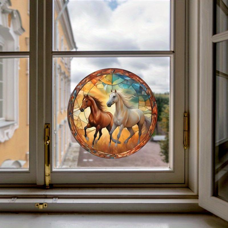 Adesivo Statico per Vetri Decorazione Casa, Adesivo per Finestre Senza Colla, Adesivi Artistici Cattura Raggi Solari Collisione - Cavallo#50