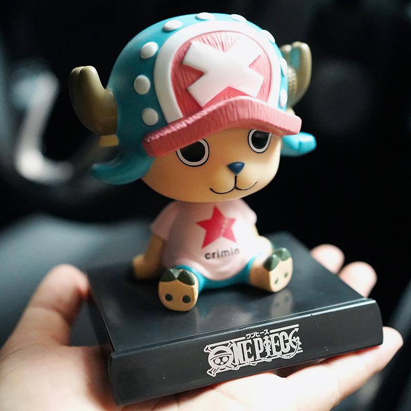 One Piece Luffy Zoro Chopper Car Doll Shaking Head Auto Interior Kawaii Tabletop Ornament Bobble Head Kids Toys Gift