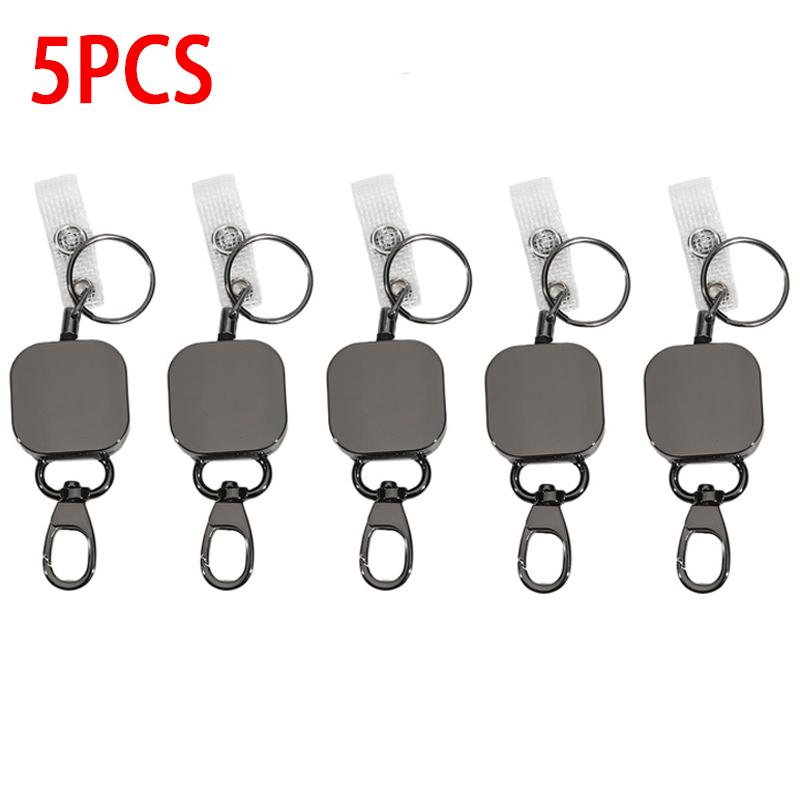 Heavy Duty Retractable Metal Wire Keychain Pull Badge Reel ID Lanyard Name Tag Card Badge Holder Reel Key Ring Outdoor Tool Gift