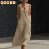 Fashion Summer Spring Solid Color Print Sleeveless V-Neck Casual Dresses
