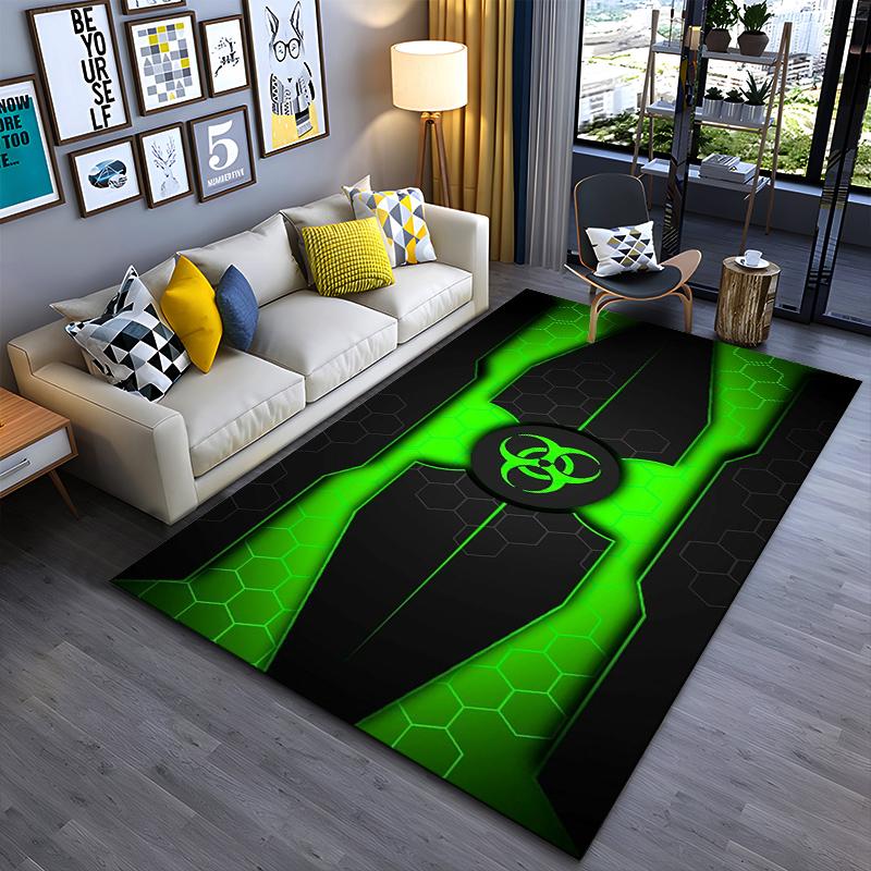

Neon Green Biohazard Pattern Rug for Modern Decor Suitable for use as an anti-slip game mat for living room and bedroom sofas 40x60cm( 15x23in )