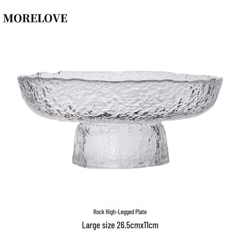 Qiwei Black Korean Style Glass Fruit & Cake Plate