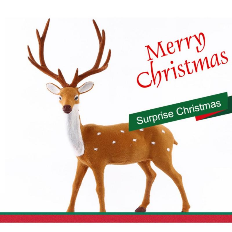 Simulation Plush Reindeer Standing Christmas Sika Deer Xmas Elk Holiday Reindeer Figures, Lifelike Stuffed 15/20/25/30/35cm