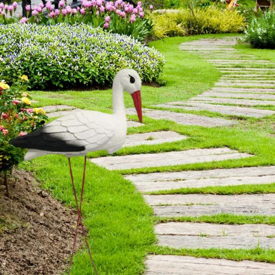 Simulierte Tierdekoration Outdoor-Garten Lebensechte weiße Tierharzskulptur Wetterfestes Rasenornament