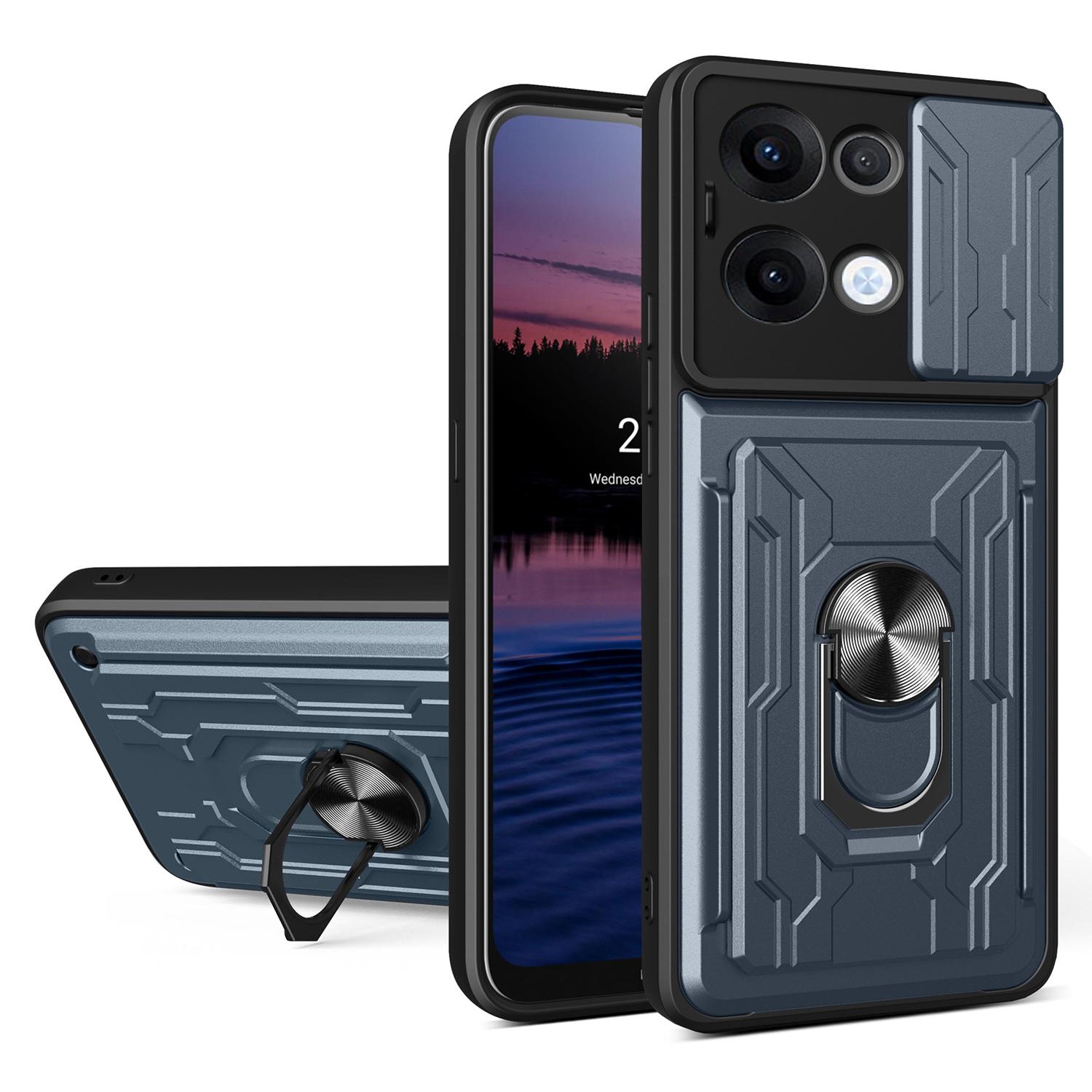 

Для Oppo Reno13 5G (Глобальний) Чохол PC+TPU з підставкою та задньою кришкою для телефону з засувкою для камери Titanium Grey