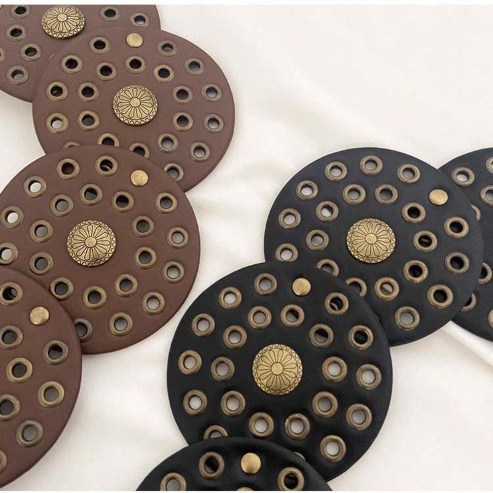 Y2K Hollow Belts Metal Metal Buckle Belts Vintage Round Buckle Belts Decorative Jeans