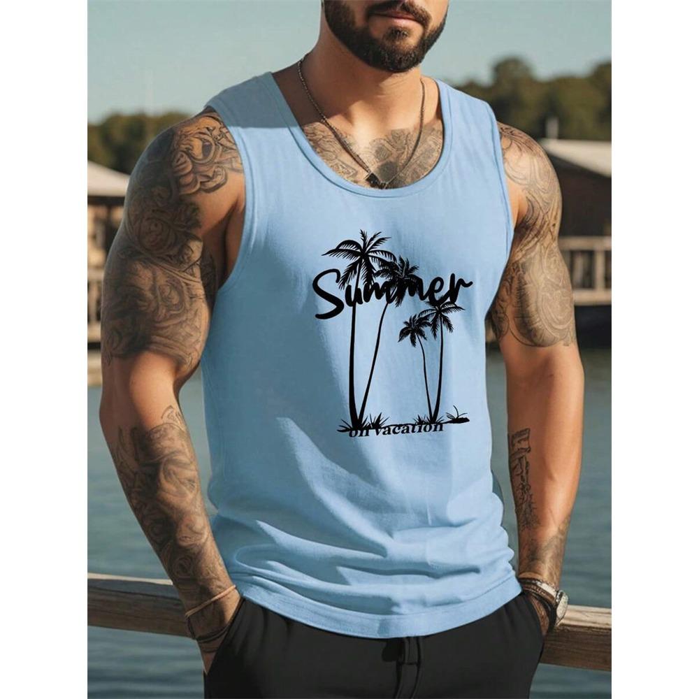 Summer Temperament Men's Tank Top Men's Beach Casual Holiday Wear 3D Printed Daily Outdoor Sports Sleeveless Crew Neck Tank Top