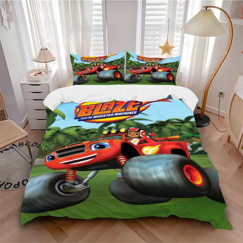 Monster Machines Bedding 3 Piece Set HD Print Duvet Cover Pillowcases for Teens Adult Bedroom Decoration Christmas Gift
