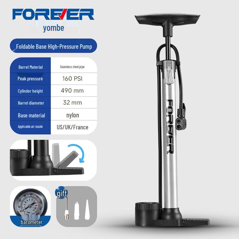 Forever High-Pressure Folding Air Pump for Bikes & EVs