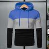 Herr Höst Vinter Hoodie Färgblock Snörning Lång Ärm Stor Ficka Huva Retro Tunn Lös Skola Vardagskläder Casual Sporttopp
