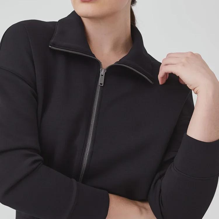 2024 Women's Long-Sleeve Wide-Leg Jumpsuit with Zipper and Lapel Sweater Design