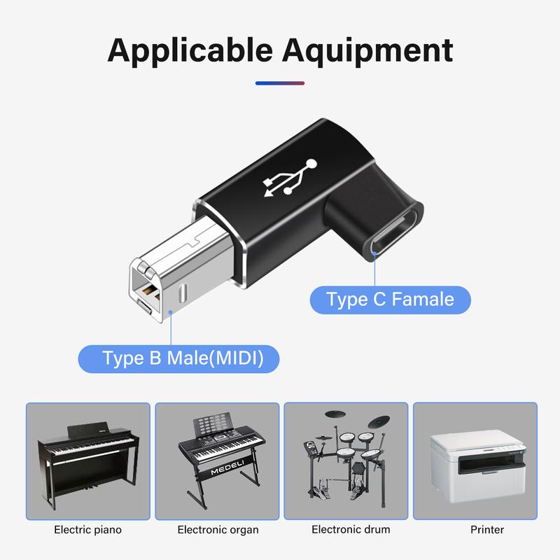 Suitable for Type-c To Square Usb Adapter Electric Piano Electronic Printer Adapter TYPE-C Female Head To MIDI Head Drum