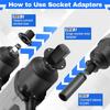 A84E-Drive Ratchet Low Profile Socket Adapter Set 4PCS For Tight Spaces 3/4" To 1", 1/2" To 3/4", 3/8" To 1/2", 1/4" To 3/8"