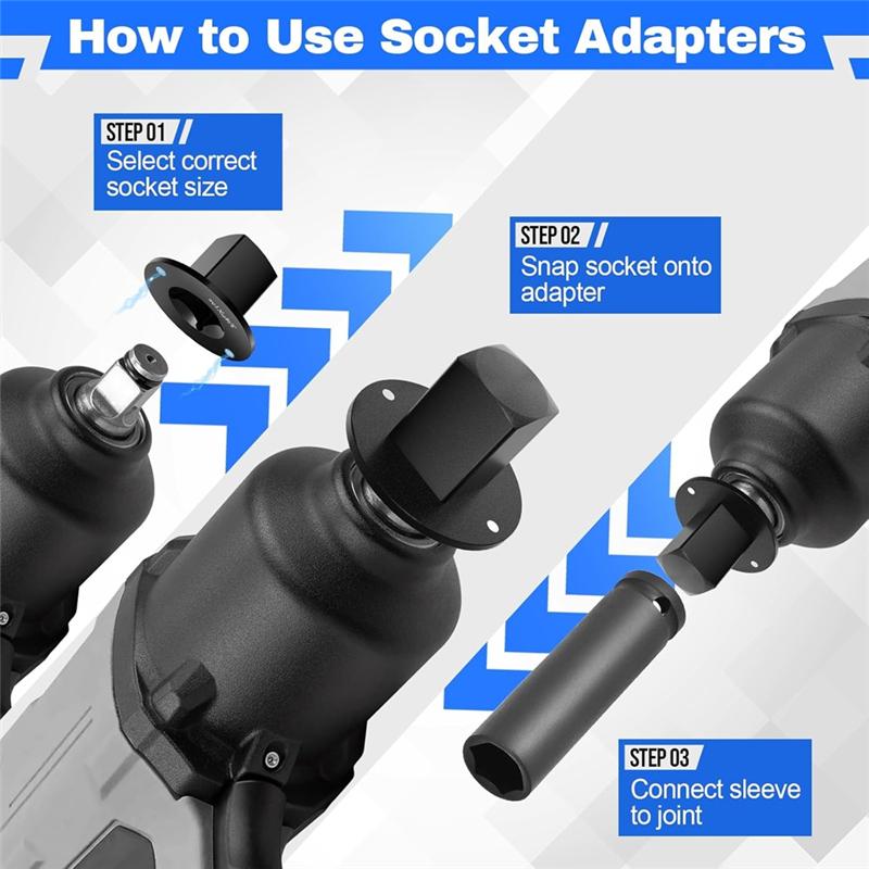 A84E-Drive Ratchet Low Profile Socket Adapter Set 4PCS For Tight Spaces 3/4" To 1", 1/2" To 3/4", 3/8" To 1/2", 1/4" To 3/8"