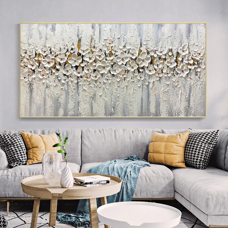 Golden Flower Abstract Home Decor Oil Painting Printed On Canvas Wall Art for Living Room Modern Posters Vintage Quadros Nordic