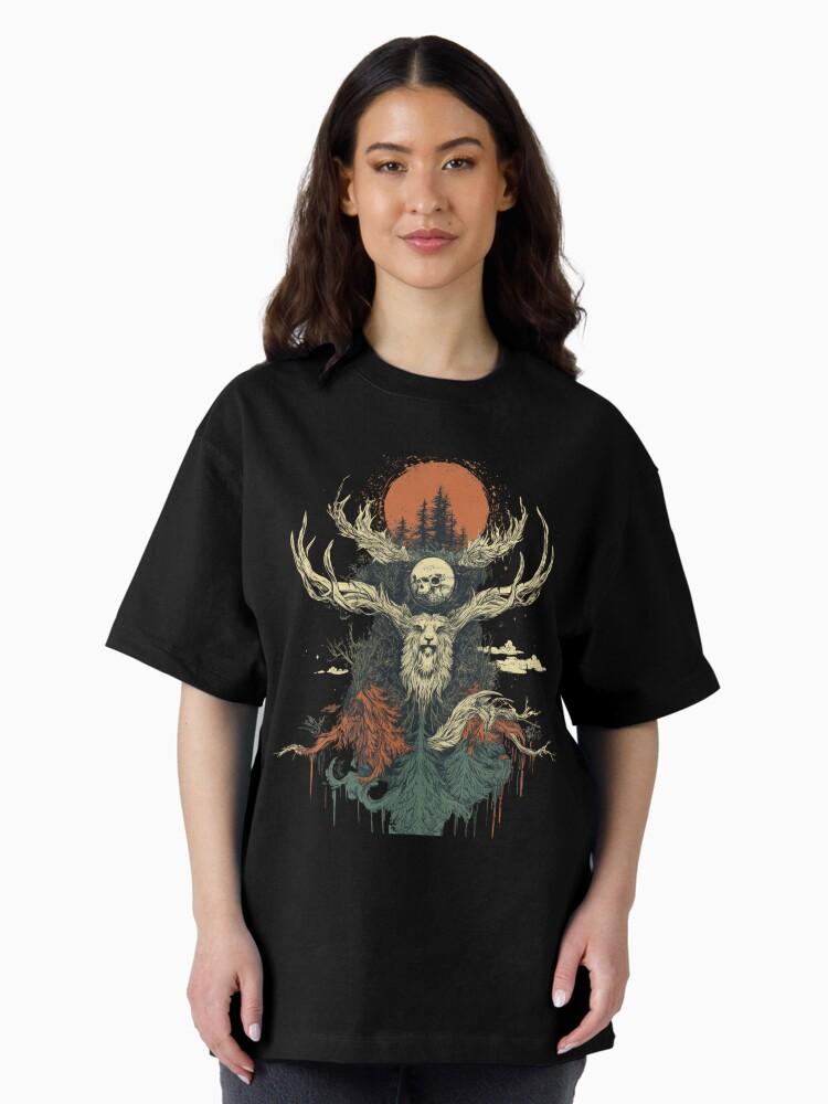 Sons of the Forest Perun and the Sacred Deer: A Mystical Slavic Tribute Oversized Unisex T-Shirt