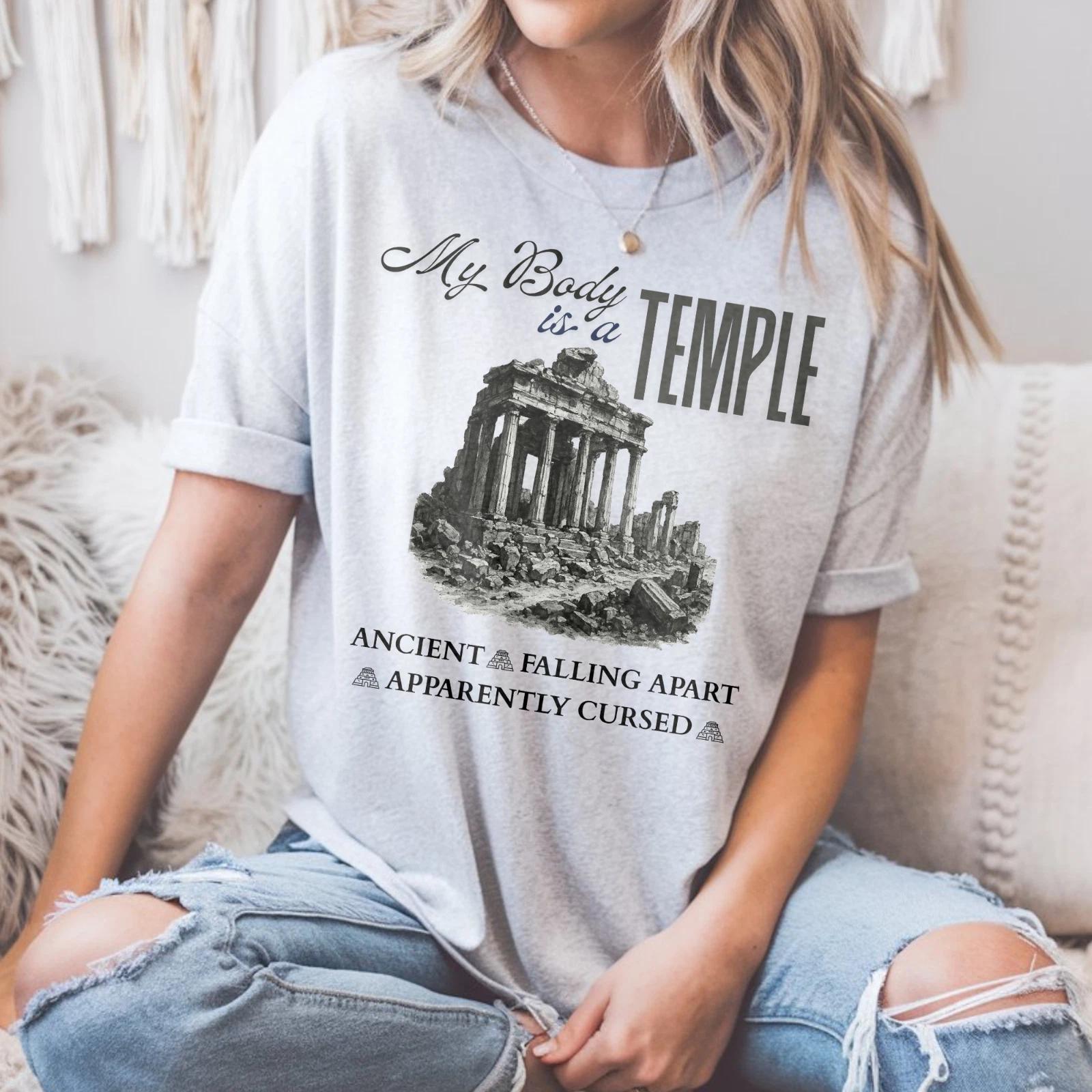 Funny Disability Awareness T-Shirt, My Body is My Temple Tee M