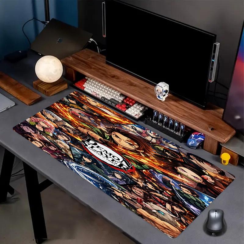 Demon Slayer Print Mouse Pad, Anti‑Slip Desktop keyboard Mat, for PC Laptop Gaming Working Daily Use, Cool Festival Surprise Gift